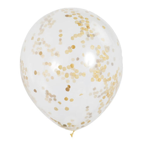Gold Confetti Latex Balloons (6pk)