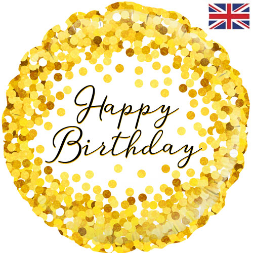 18 Inch Happy Birthday Gold Sparkle Foil Balloon
