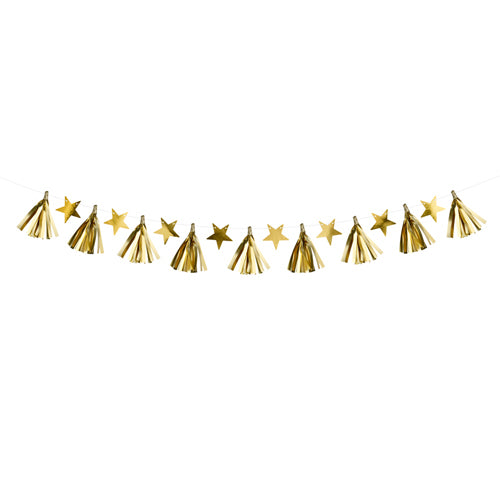 Gold Foil Tassel & Stars Bunting