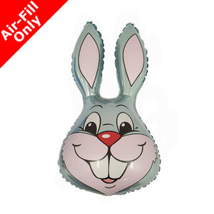 Grey Rabbit Head Balloon on Stick