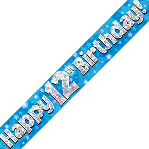 12th Birthday Blue Foil Banner