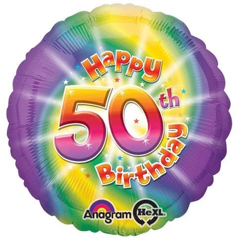 Multicoloured Swirl 50th Birthday Balloon