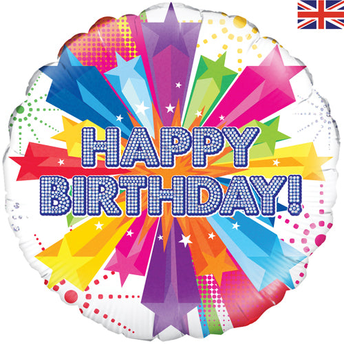 18 inch Bright Stars Happy Birthday Foil Balloon