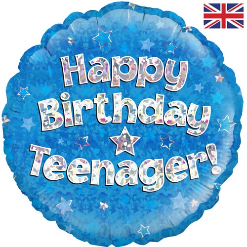 18 Inch Blue Happy Birthday Teenager Foil Balloon