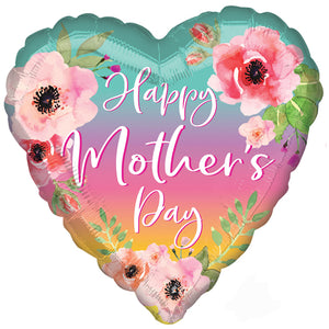 18 inch Heart-Shaped Mother's Day Flowers & Ombre Foil Balloon