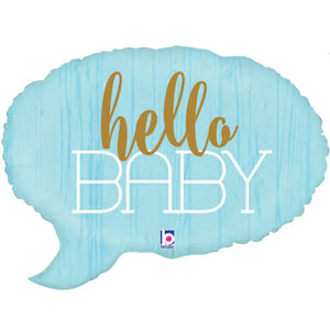 24 inch Blue Hello Baby Supershape Balloon