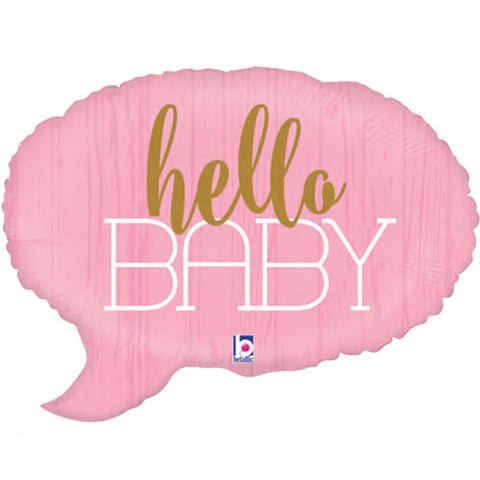 24 Inch Pink Hello Baby Speech Bubble Foil Balloon