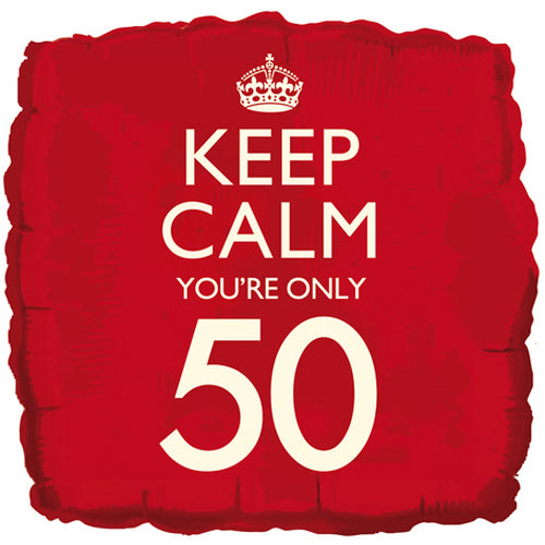 18 Inch Keep Calm You're 50 Foil Birthday Balloon