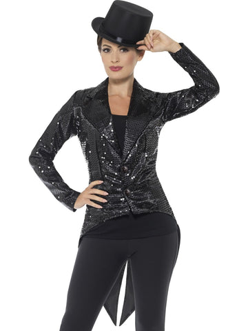 Ladies' Black Sequin Tailcoat