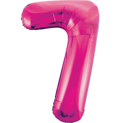 34 Inch Magenta Pink Number 7 Foil Balloon