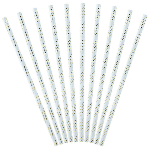 Light Blue Dainty Striped Paper Straws