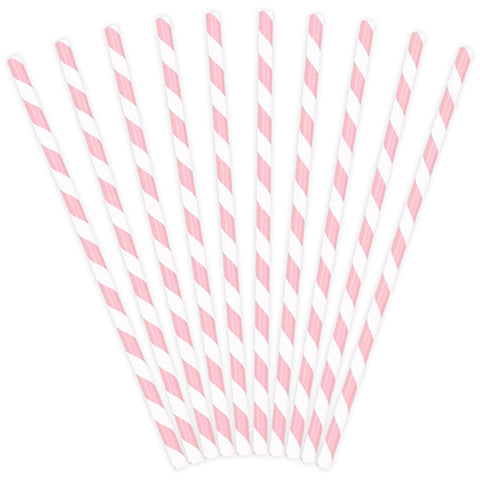 Light Pink Striped Paper Straws