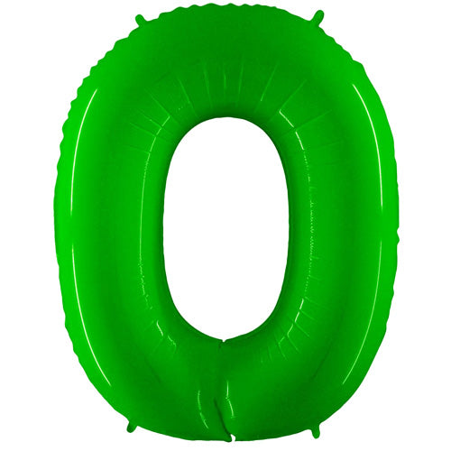 40 Inch Fluorescent Lime Number 0 Foil Balloon