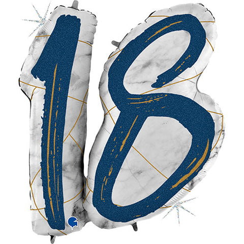 38" Marble Mate Blue 18th Birthday Foil Balloon