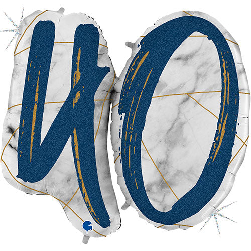 40" Marble Mate Blue 40th Birthday Foil Balloon