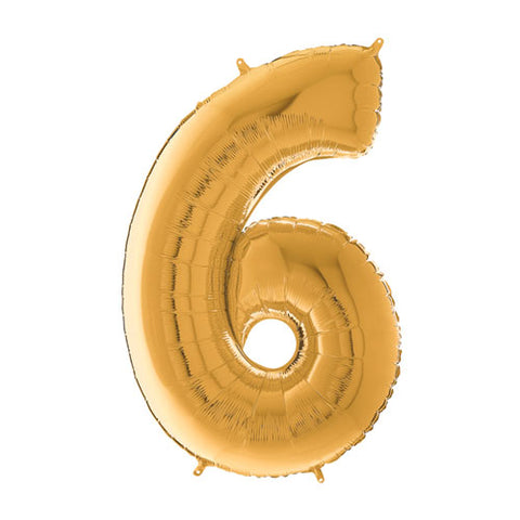 26 Inch Metallic Gold Number 6 Foil Balloon