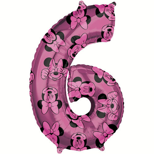 26 Inch Minnie Mouse Number 6 Foil Balloon