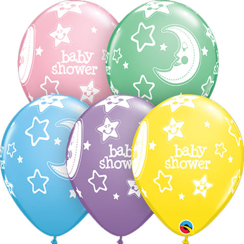 Moon & Stars Baby Shower Latex Balloons