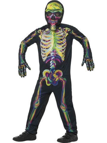 Child's Multicoloured Glowing Skeleton Costume