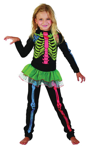 Multi-Coloured Skeleton Girl Costume