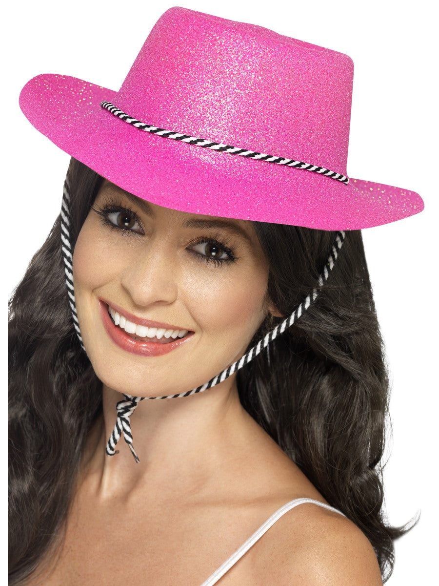 Neon Pink Cowboy Glitter Hat