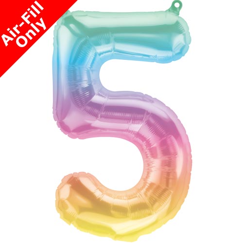 16 Inch Ombre Rainbow Number 5 Foil Balloon