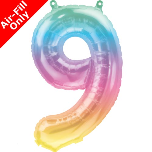 16" Ombre Rainbow Number 9 Foil Balloon