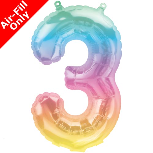 16" Ombre Rainbow Number 3 Foil Balloon