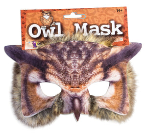 Owl Face Mask with Realistic Fur