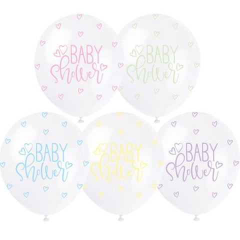 Pastel Baby Shower Latex Balloons (5pk)