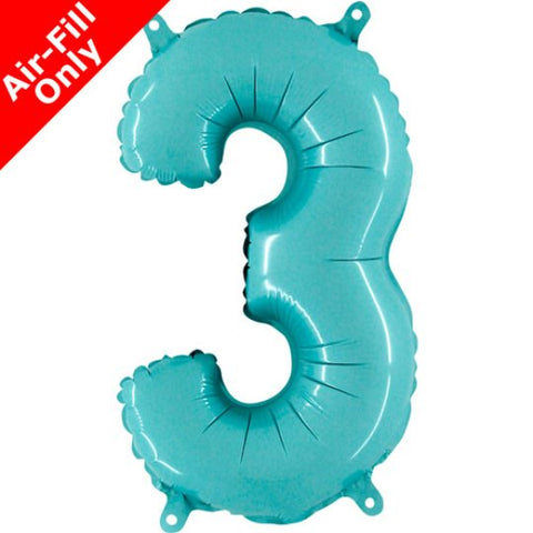 14 Inch Pastel Blue Number 3 Foil Balloon