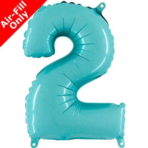 14 Inch Pastel Blue Number 2 Foil Balloon