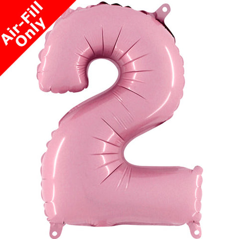 14 Inch Pastel Pink Number 2 Foil Balloon
