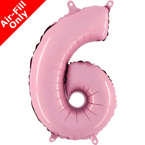 14 Inch Pastel Pink Number 6 Foil Balloon