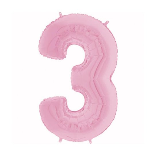 26 Inch Pastel Pink Number 3 Foil Balloon