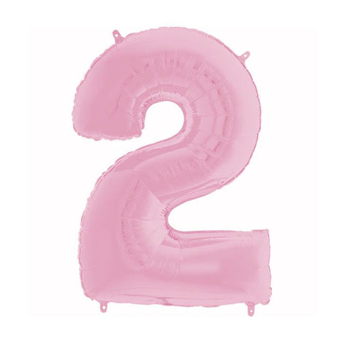 26 Inch Pastel Pink Number 2 Foil Balloon