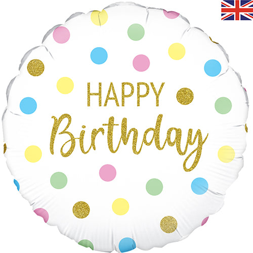 18 inch Birthday Pastel Dots Foil Balloon