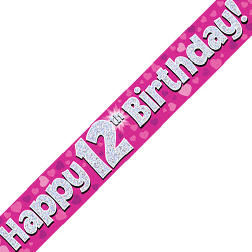 Pink 12th Birthday Foil Banner