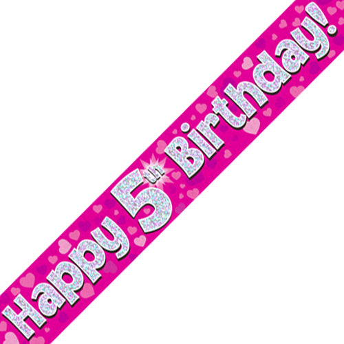 5th Birthday Pink Foil Banner