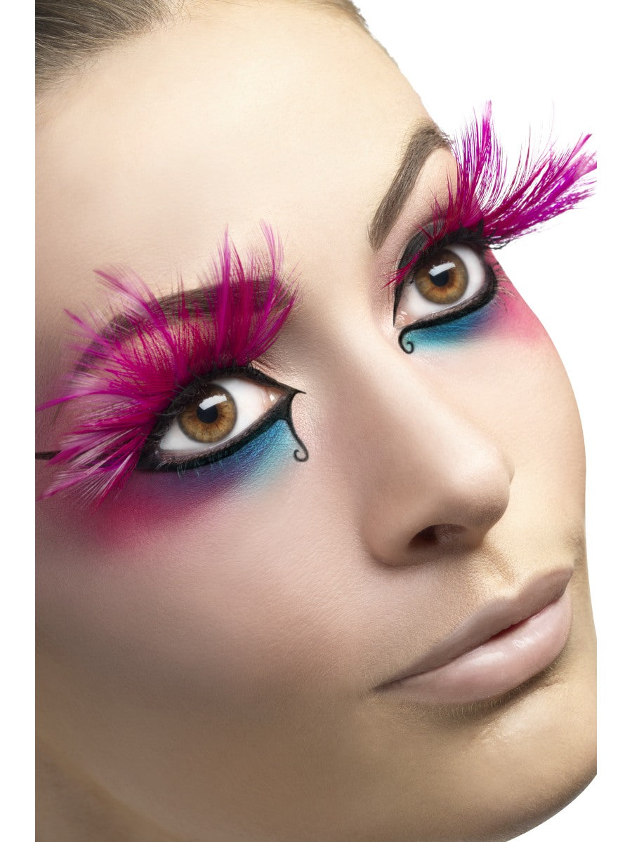 Pink Plume Feather Eyelashes