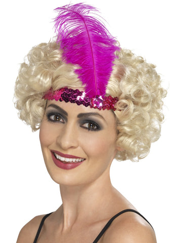Pink Sequin Flapper Headband