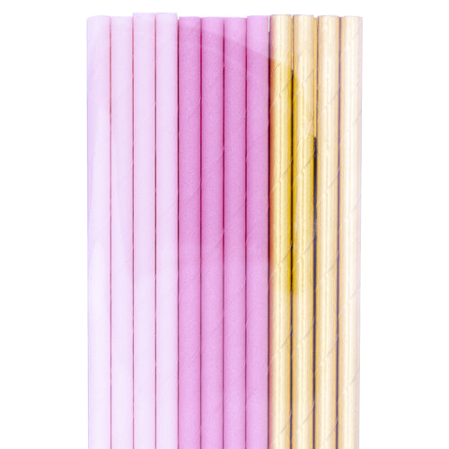 Pink & Gold Paper Straws