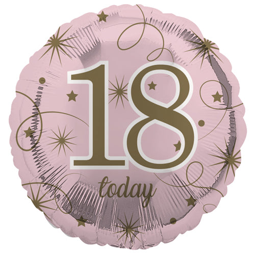 18 Inch Pink Gold Stars 18th Birthday Foil Balloon