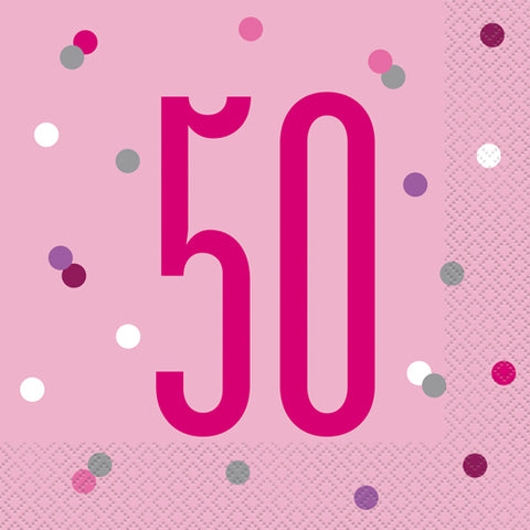 Pink Glitz 50th Birthday Napkins