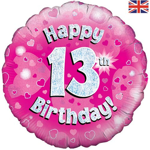 18" Pink Happy 13th Birthday Foil Balloon