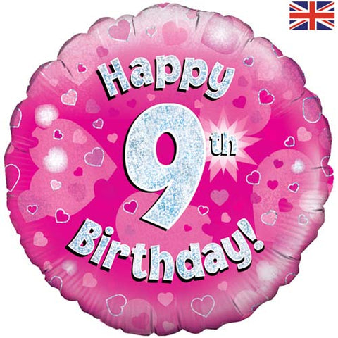 18" Pink Happy 9th Birthday Foil Balloon