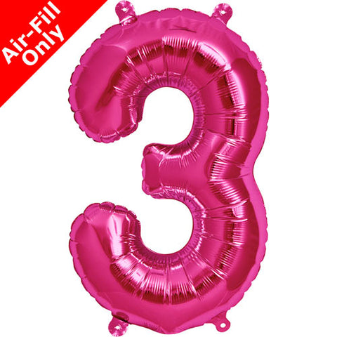 16" Magenta Number 3 Foil Balloon