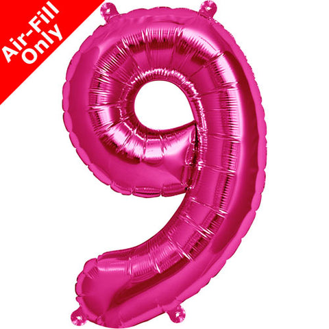 16" Magenta Number 9 Foil Balloon