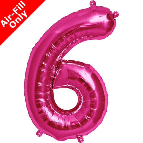 16 Inch Magenta Number 6 Foil Balloon