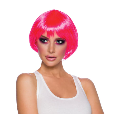 Neon Pink Flirty Flick Wig